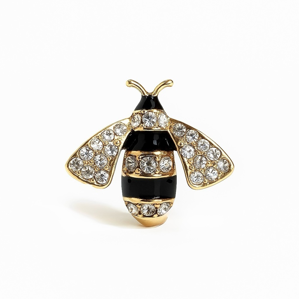 ⚜️ Elegant Gold and Black Bee Brooch 🐝💎